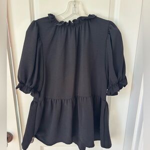 Black Ruffled Women's Top